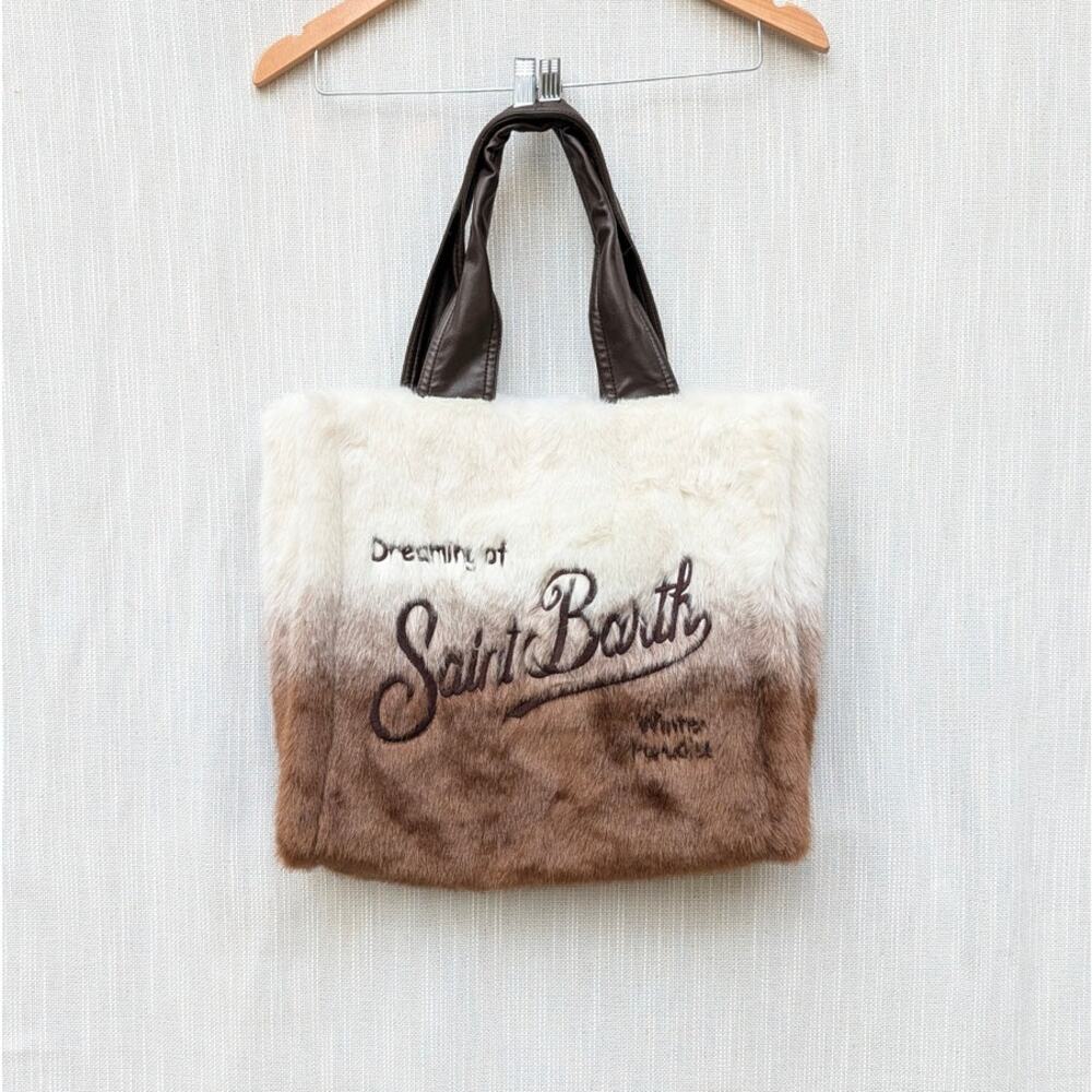 MC2 Saint Barth Bag Brown Gradient Furry Flavea Faux Fur Handbag Top Handle Tote